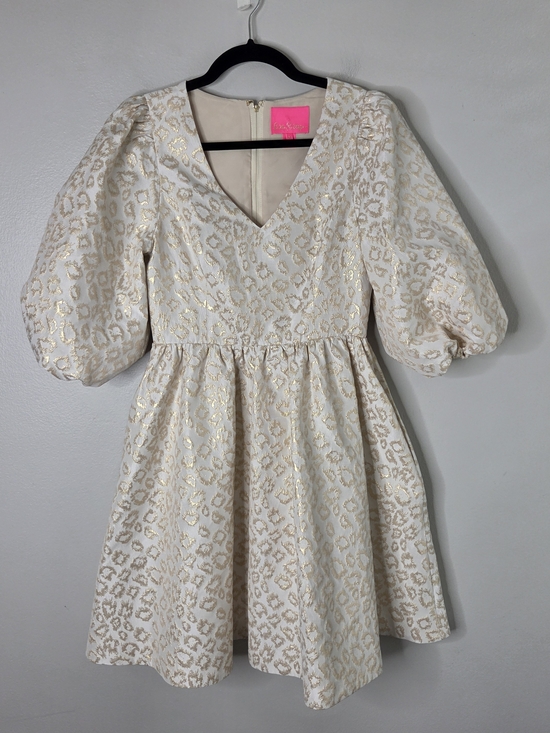 Lilly Pulitzer Dresses & Skirts - Lilly Pulitzer Calyssa 3/4 Sleeve Gold Dazzle Leopard Dress